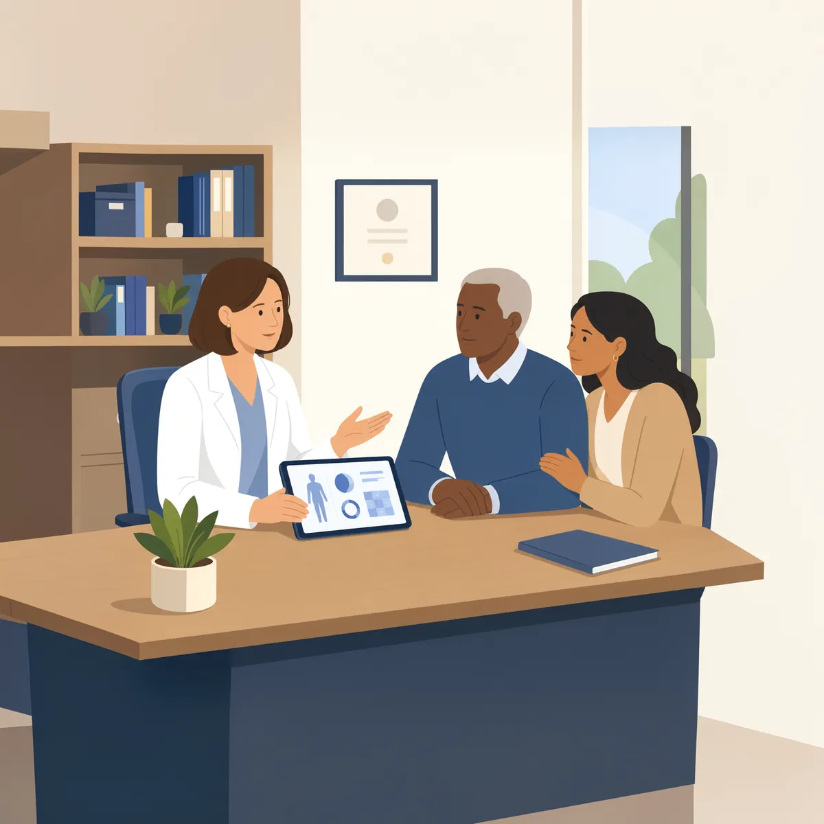 Ilustração de consulta com tablet